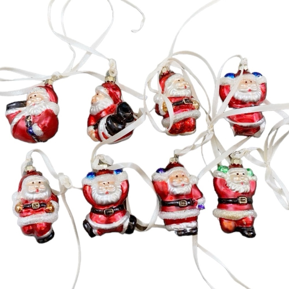 Blown Glass Santa Ornament Lot
